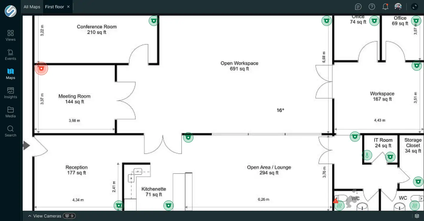 Maps with device location and status